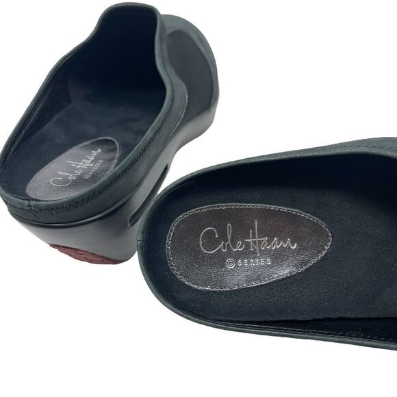 Cole Haan 9B NikeAir Comfort Clogs Wedge Slip On Slide Mule Black Gray Womens - Picture 12 of 14